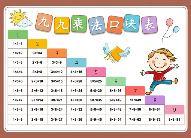 乘法口诀表打印版清晰大字版