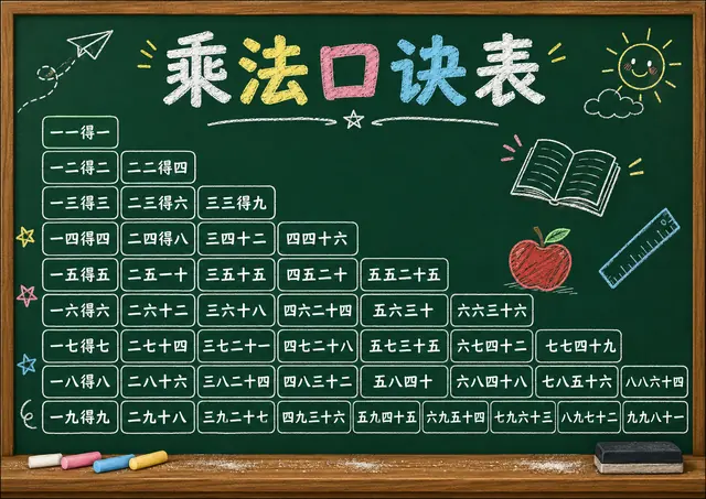 黑板乘法口诀表图片A4打印